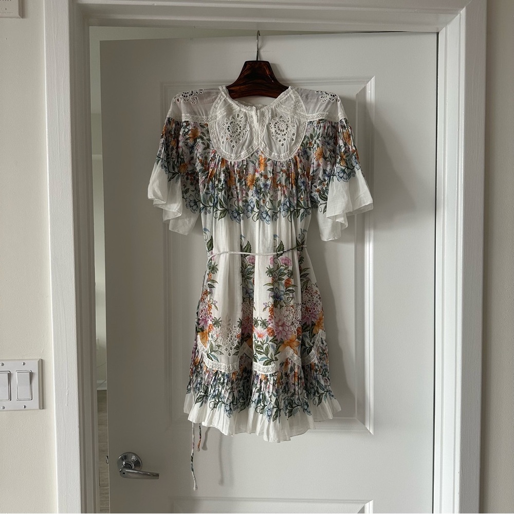 Farm Rio Off-White Sweet Bloom Bouquet Mini Dress - Picture 7 of 8